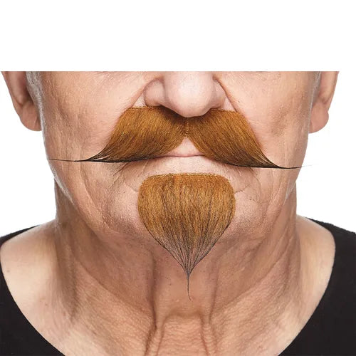 Fake Mustache  & Goatee Colonel Handlebar Girger