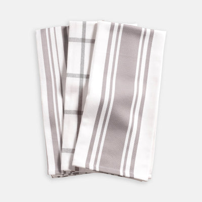 Mixed Flat Pantry Towels Set of 3 - Drizzle