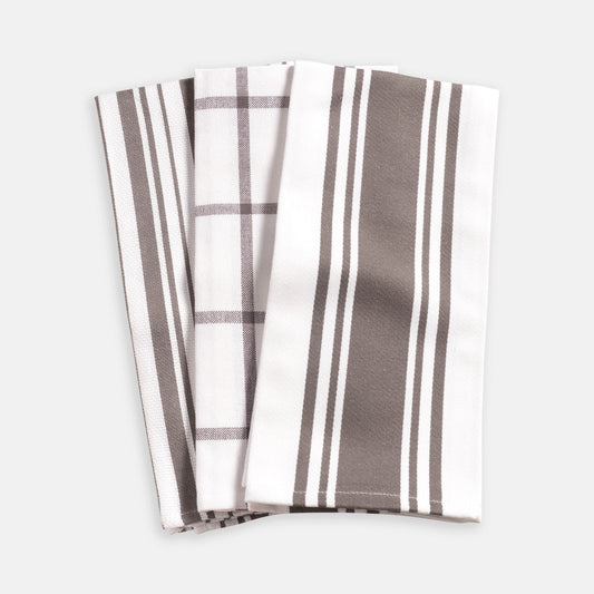 Mixed Flat Towels Set Pewter  20" x 30"