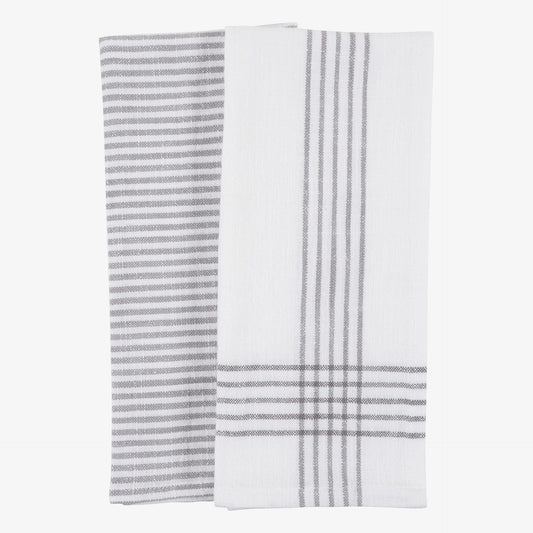 Monaco Washed Dish Towel Set of 2 -Frost Gray