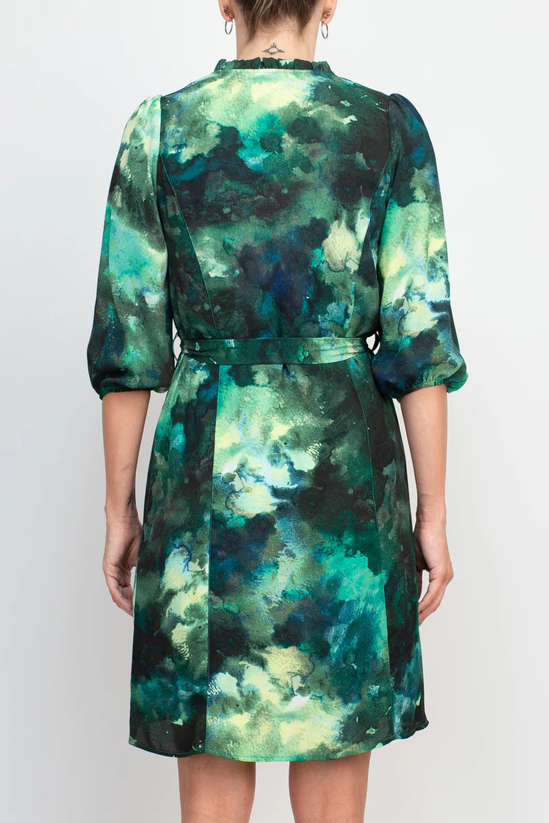 Multi Print Chiffon Dress Teal Multi - Nanette Lepore