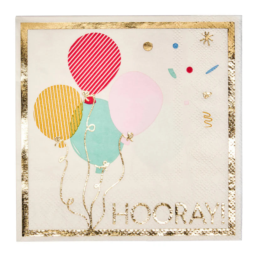 Lets Celebrate Cocktail Napkin 5" 3 Ply  Gold Foil -Hooray