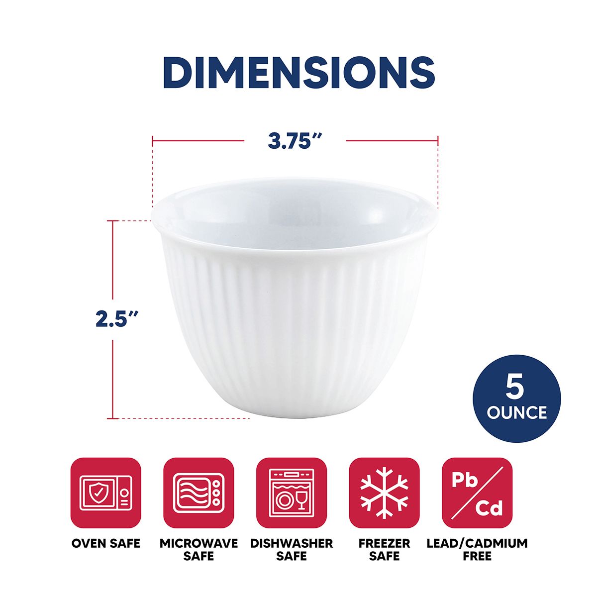 Ribbed Custard Cup, 5oz