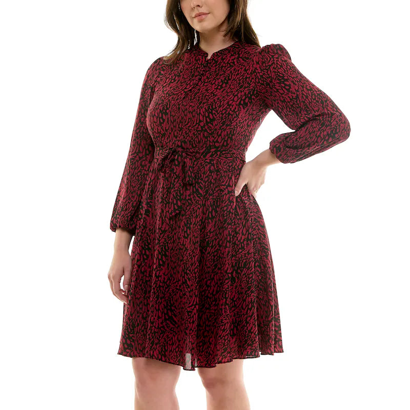 Printed 3/4 Sleeve Midi Dress Magenta Print - Nanette Lepore