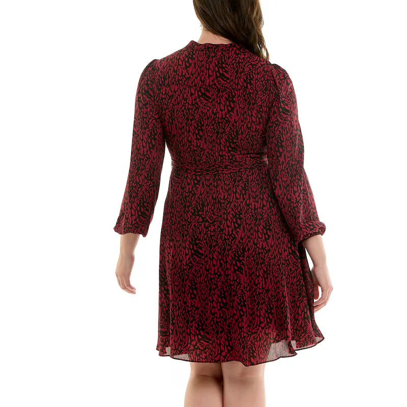 Printed 3/4 Sleeve Midi Dress Magenta Print - Nanette Lepore