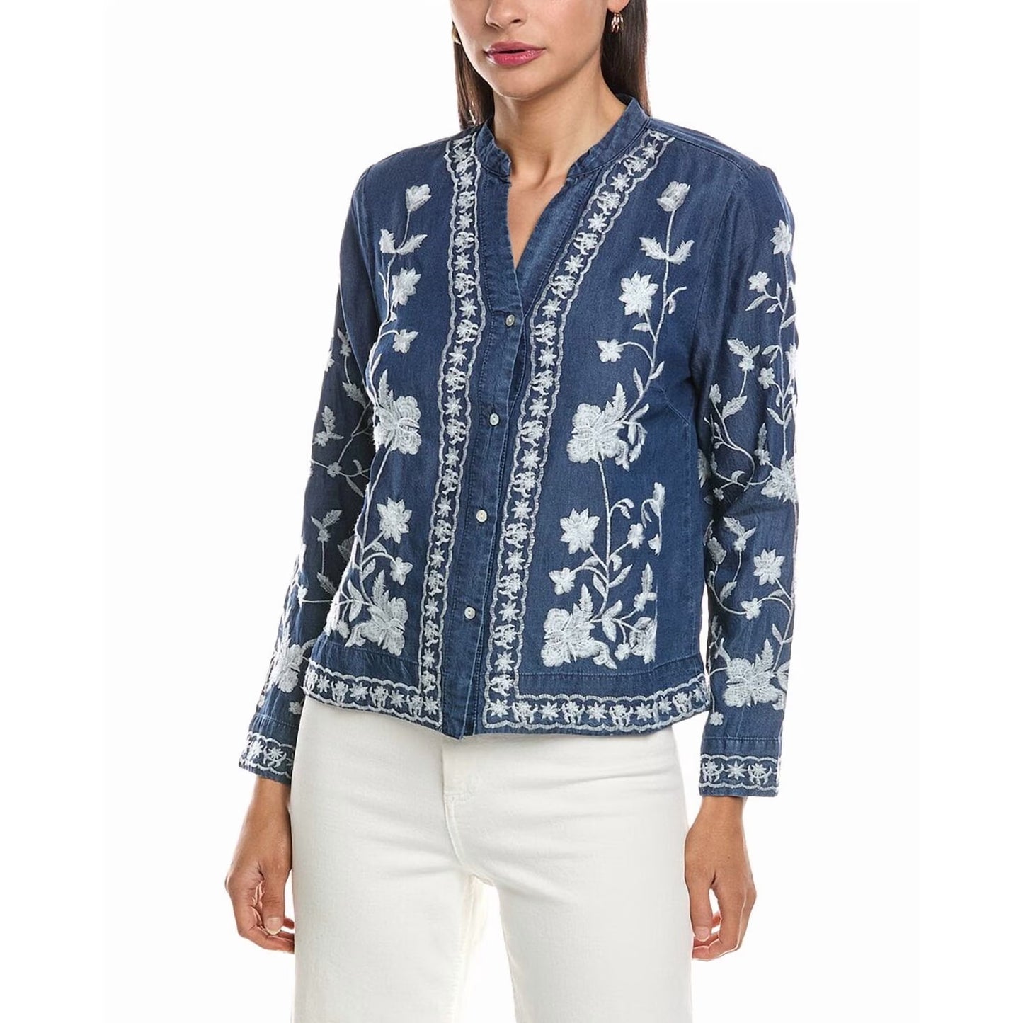 womens Long Sleeve Embroidered Blouse- Nanette Lepore