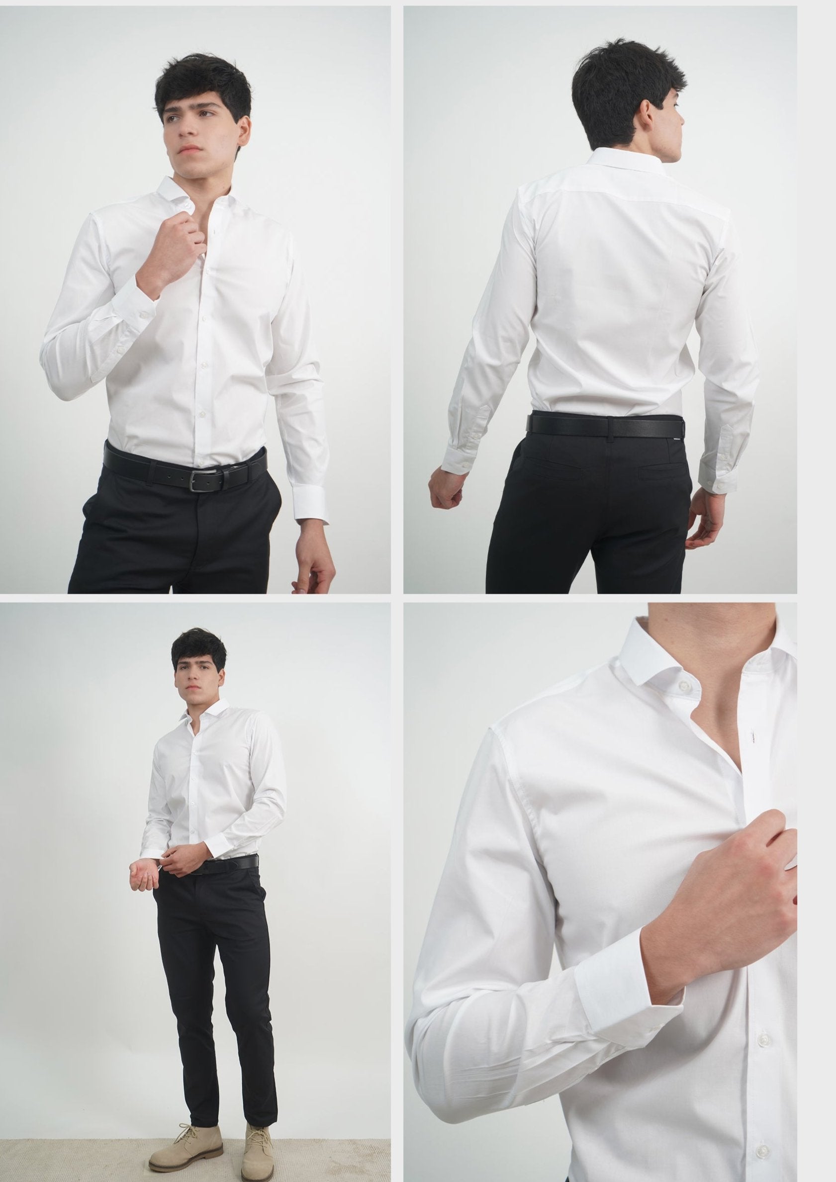 Caballero Camisa Manga Larga Blanca
