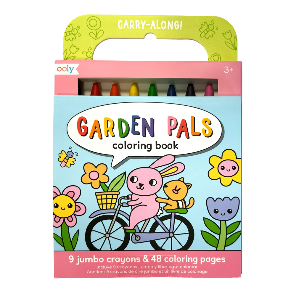 Carry Along! Coloring Book and Crayon Set - Garden Pals - Set of 9 Crayons