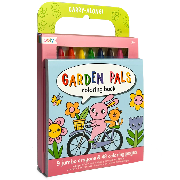 Carry Along! Coloring Book and Crayon Set - Garden Pals - Set of 9 Crayons