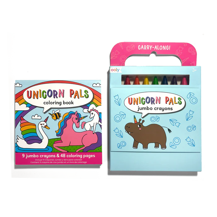 Carry Along! Coloring Book and Crayon Set - Unicorn Pals - Set of 9 Crayons