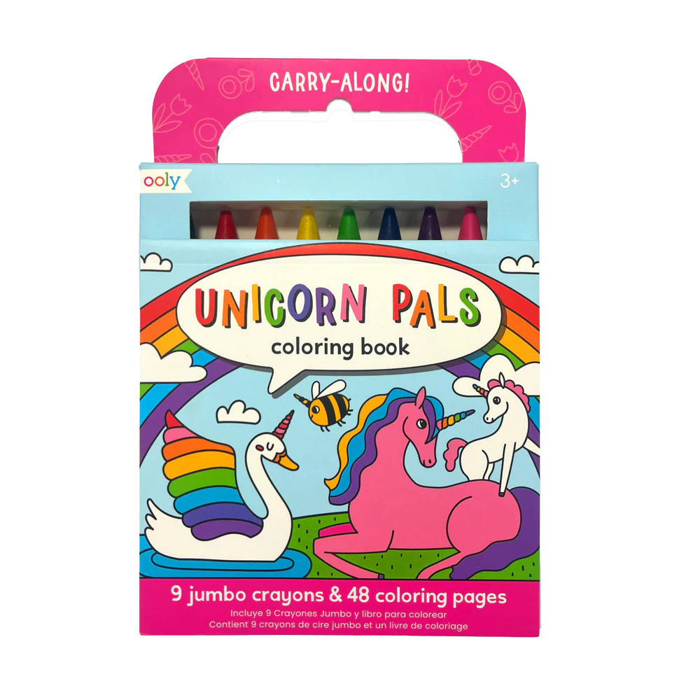 Carry Along! Coloring Book and Crayon Set - Unicorn Pals - Set of 9 Crayons