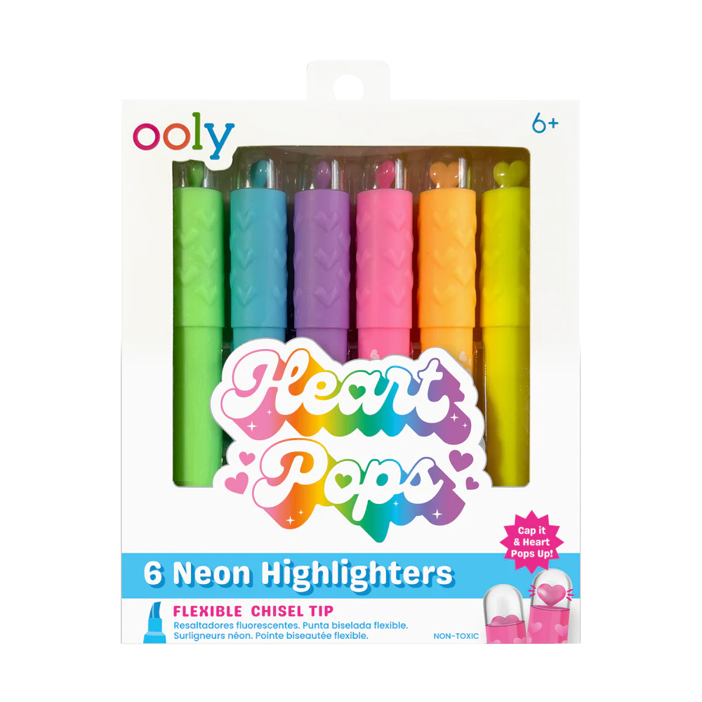 Heart Pops Neon Highlighters - Set of 6
