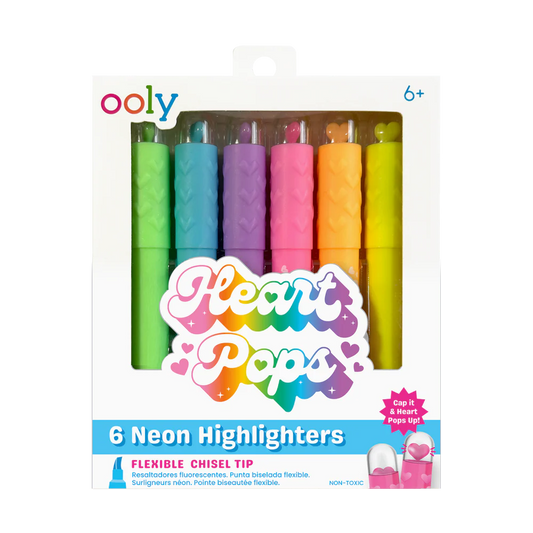 Heart Pops Neon Highlighters - Set of 6