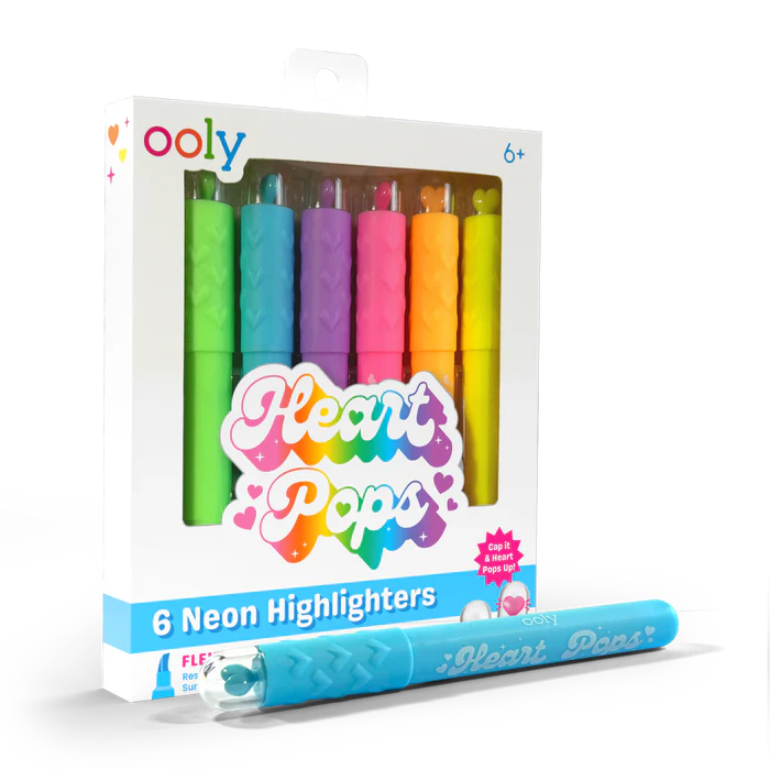 Heart Pops Neon Highlighters - Set of 6