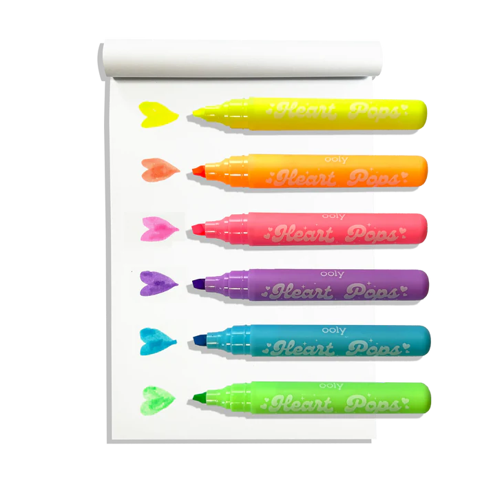Heart Pops Neon Highlighters - Set of 6