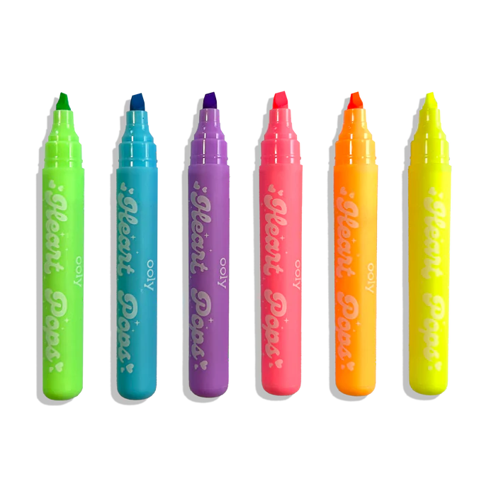 Heart Pops Neon Highlighters - Set of 6
