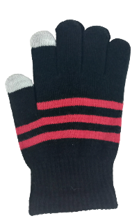 Boys Knit Touch Screen Glove Black/ Red