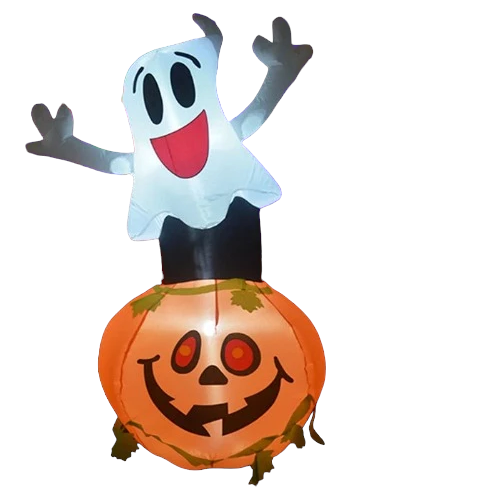 5FT Tall Inflatable Smile Ghost with Pumpkin Blow Up