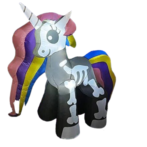5FT Tall Inflatables  Standing Rainbow Skeleton Unicorn