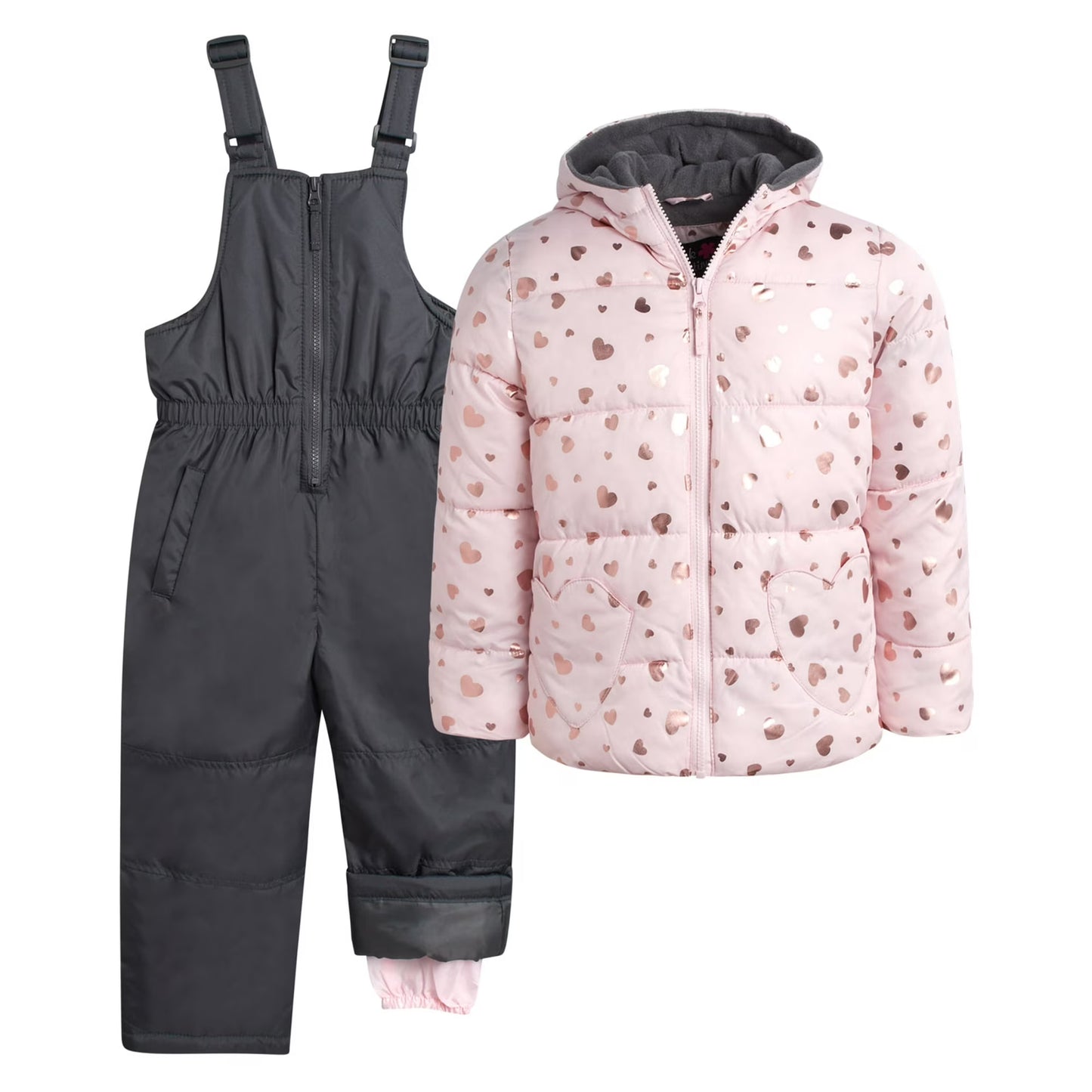 Foil Heart Snowsuit Soft Pink