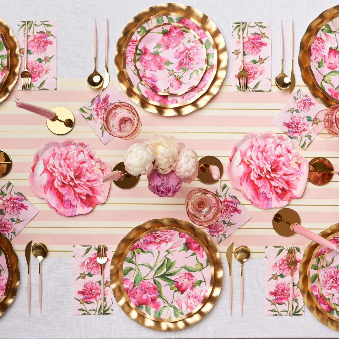 Peony Salad Plate Pink Peonies 4.5" x  8"