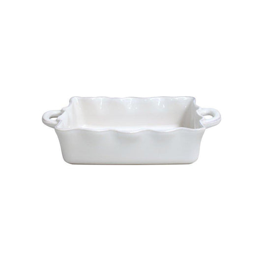 Rectángulo mediano. Fuente para horno con borde festoneado de 35,5 cm, Cook & Host Blanca