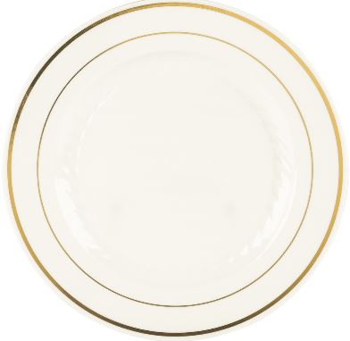 6" White Plate w/Gold Hot Stamp-10ct
