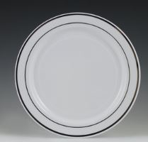 7.5" White Plate w/Silver Hot Stamp-10ct