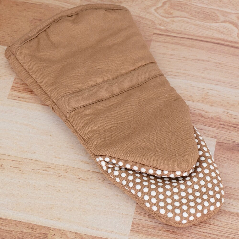 Oven Mitt With Silicone Dots Mocha 13"