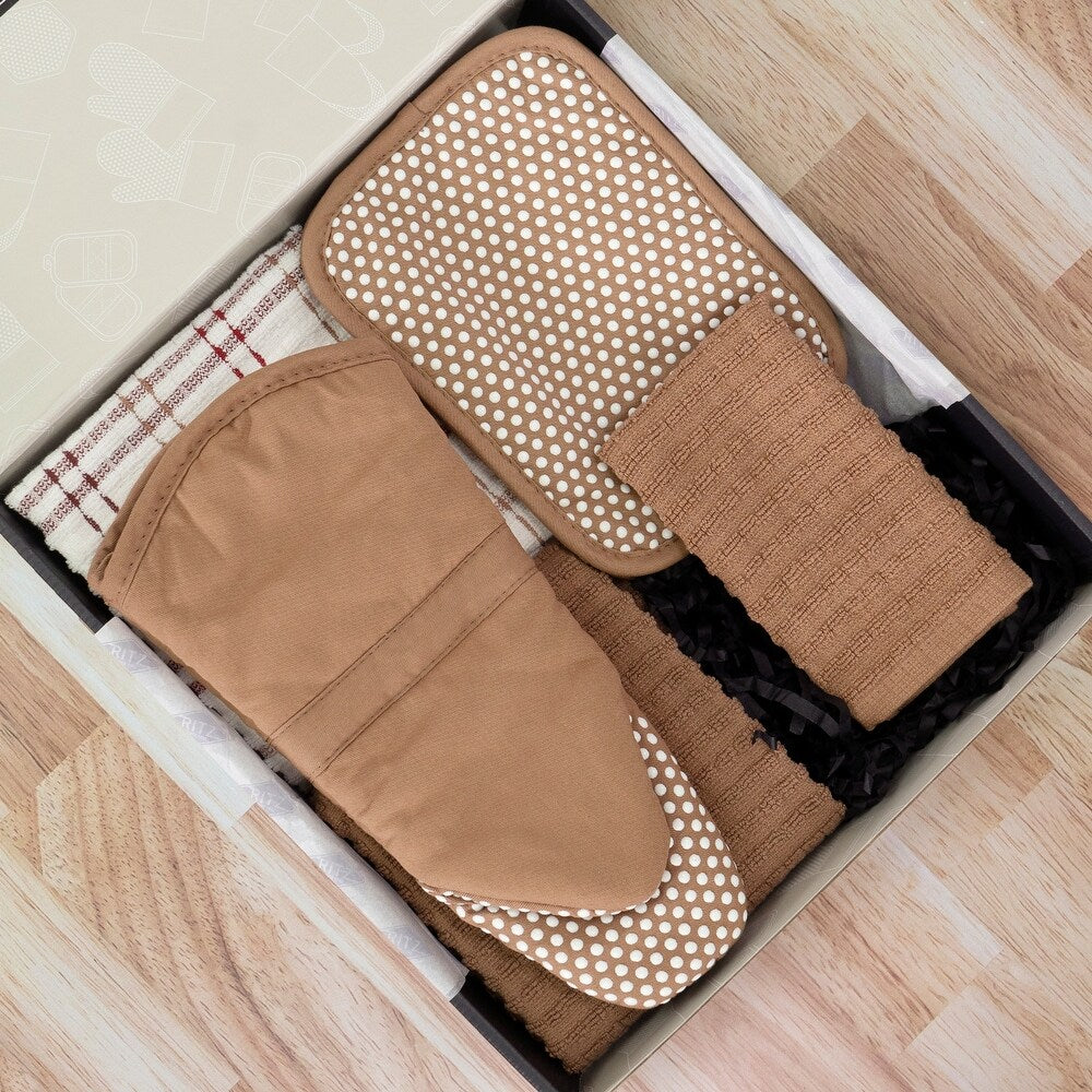 Oven Mitt With Silicone Dots Mocha 13"