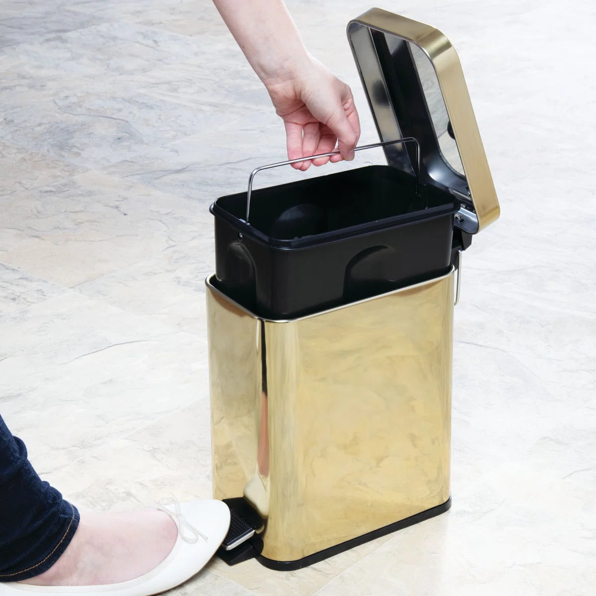 Rectangle Step Can 5L Brass