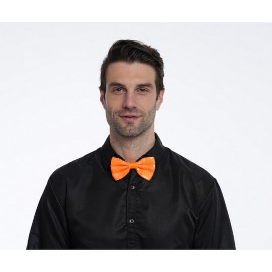 Neon Sequin Bowtie Orange