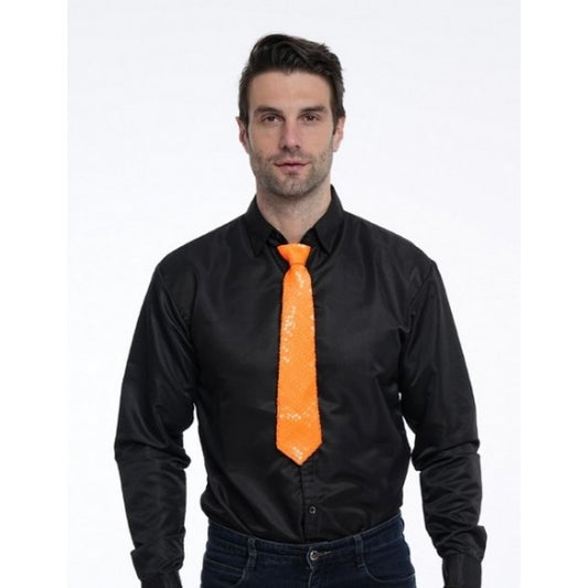 Neon Sequin Tie Orange