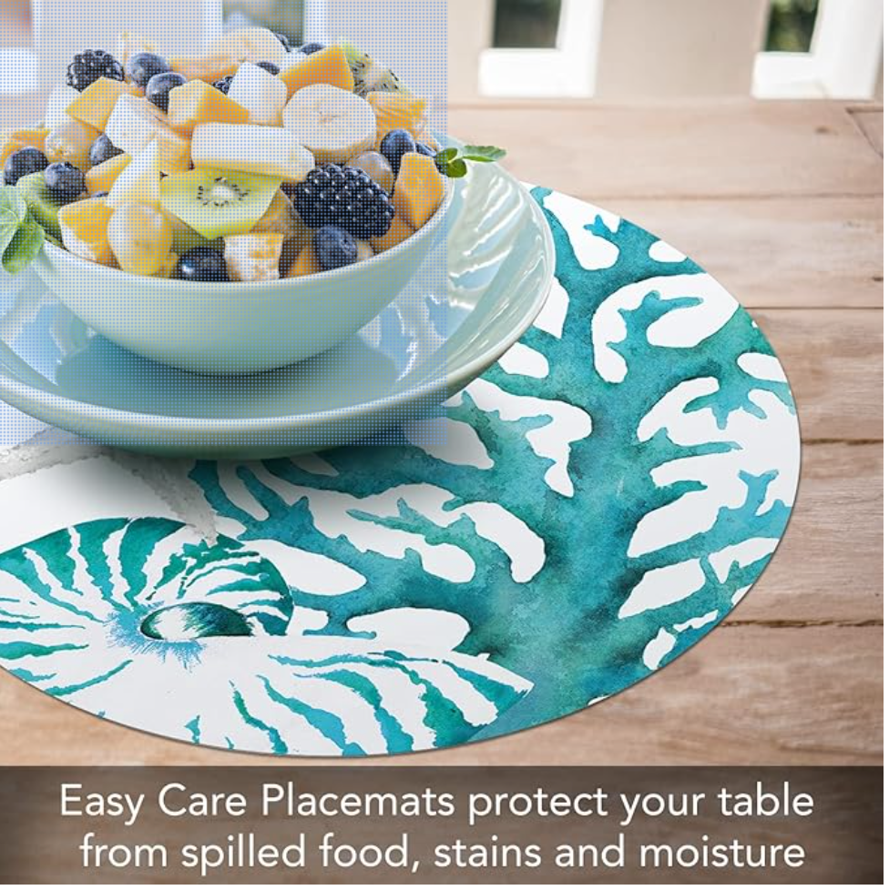 Coral Life Round Reversible Placemat