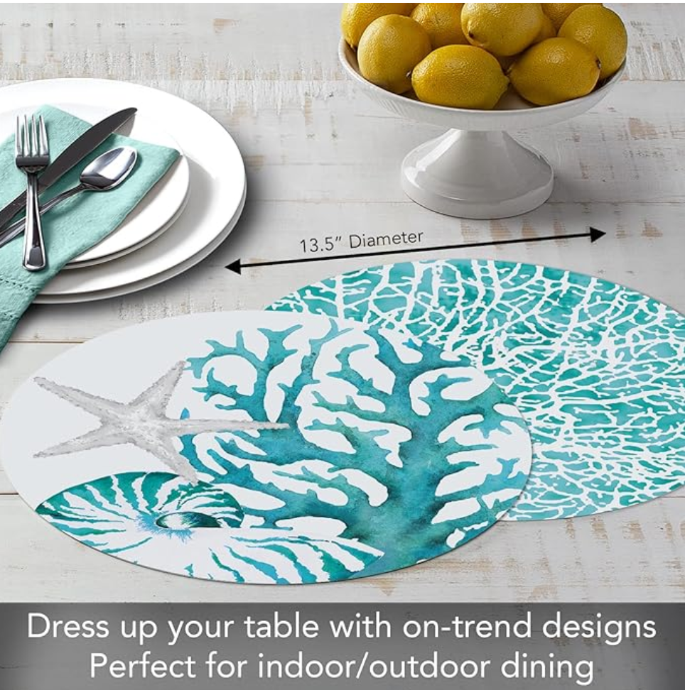 Coral Life Round Reversible Placemat