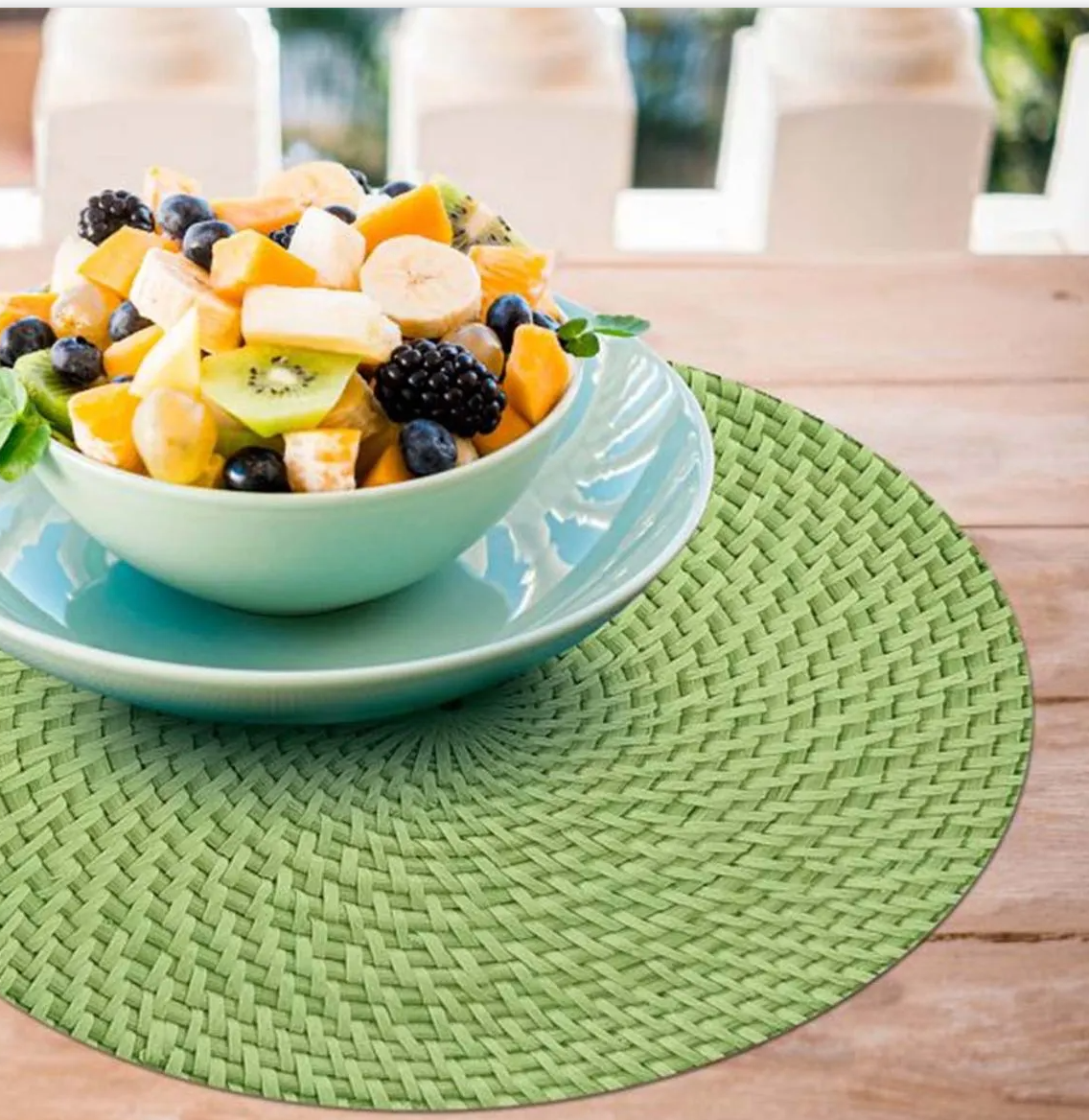 Avocado Basketweave Round Reversible Placemat