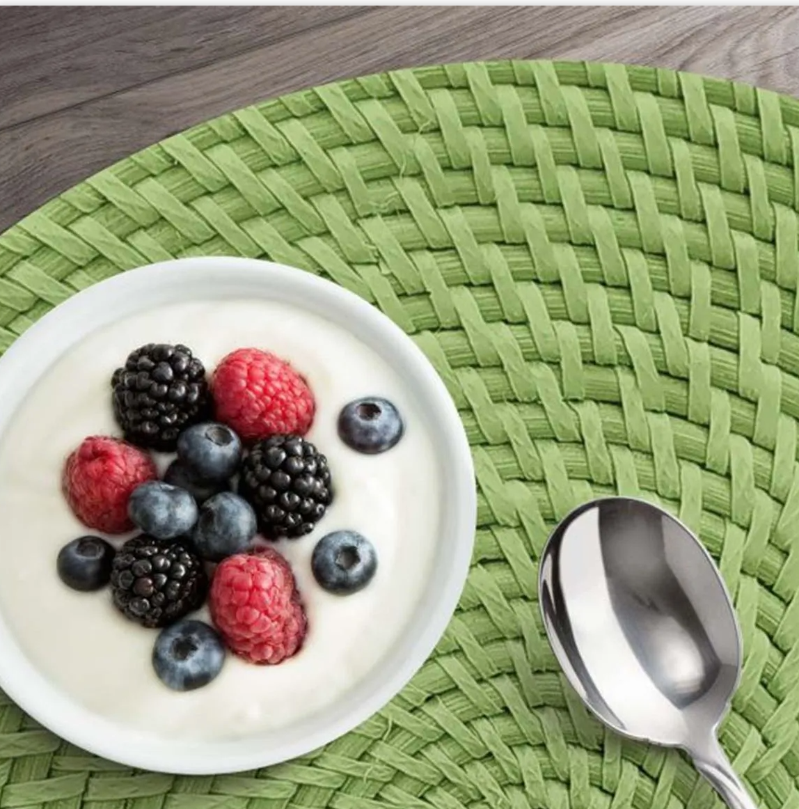 Avocado Basketweave Round Reversible Placemat