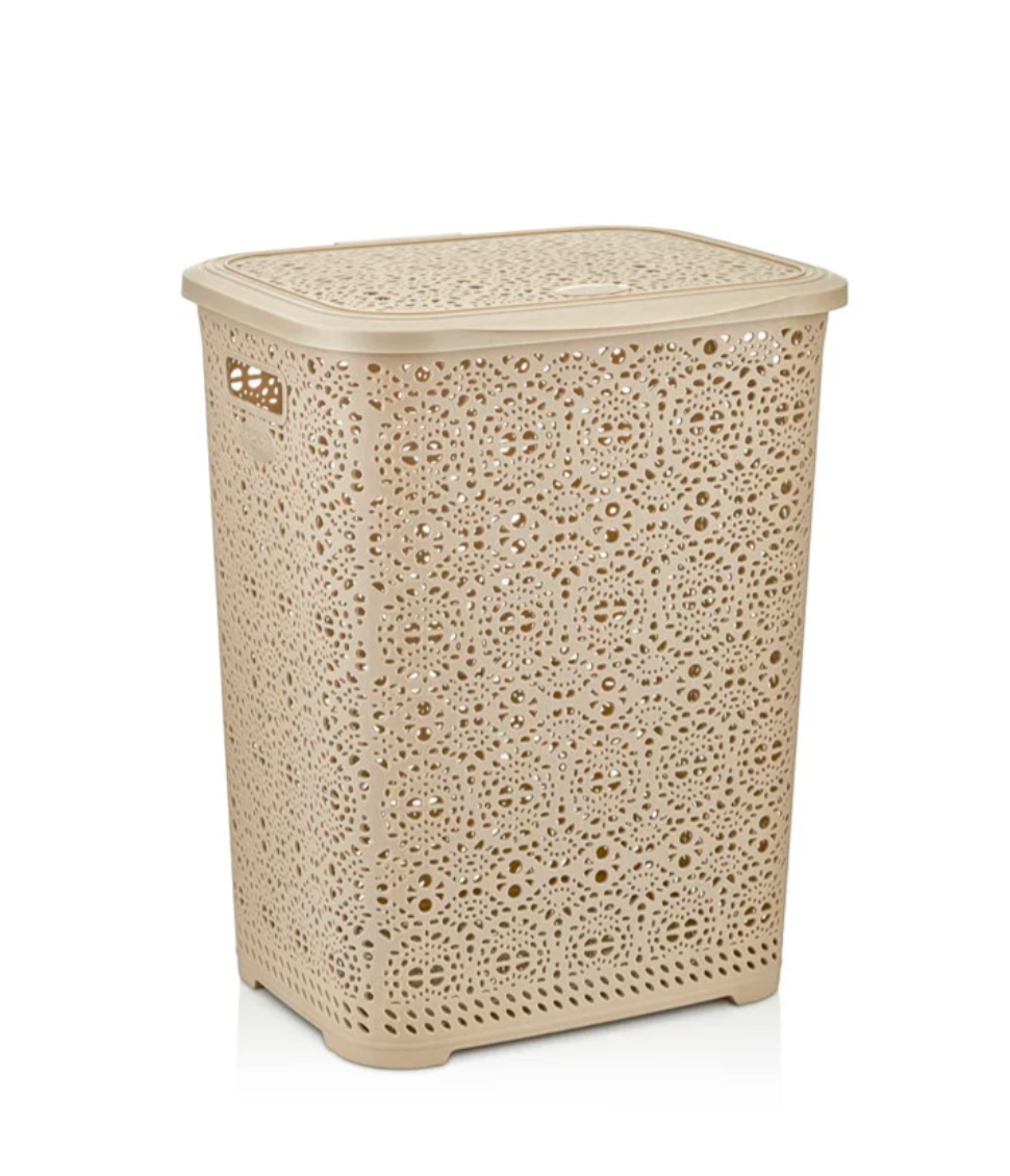 Beige Lacy Laundry Hamper 65L