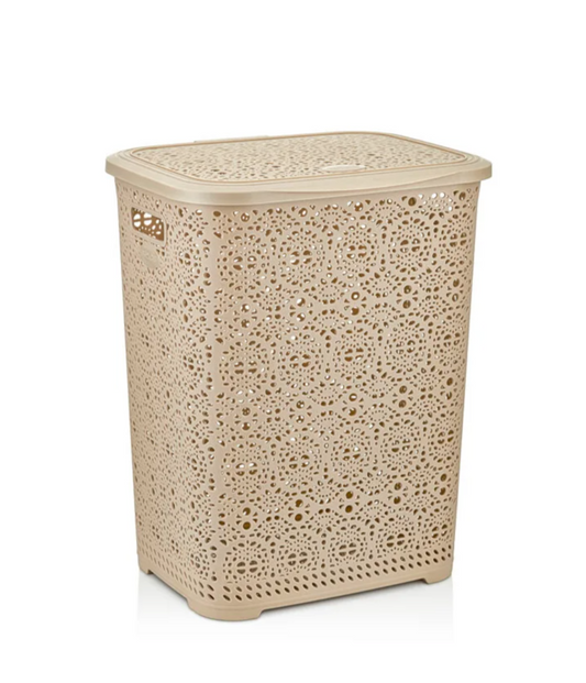 Beige Lacy Laundry Hamper 65L