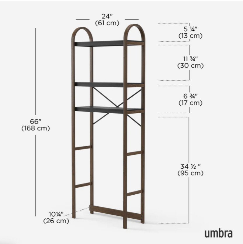 BELLWOOD OVER THE TOILET SHELF BLACK/WALNUT