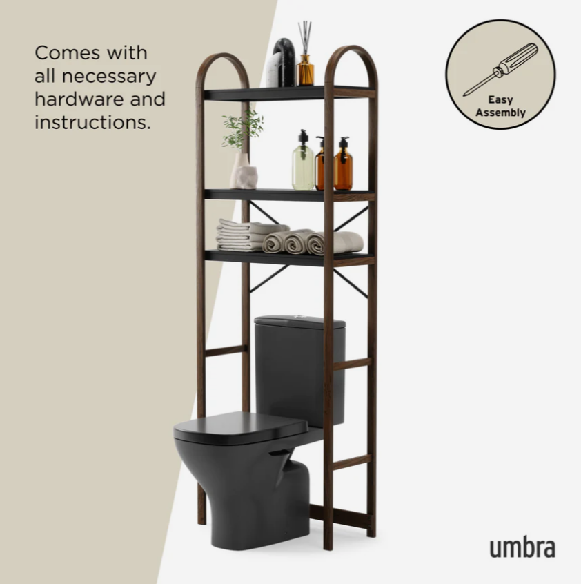 BELLWOOD OVER THE TOILET SHELF BLACK/WALNUT
