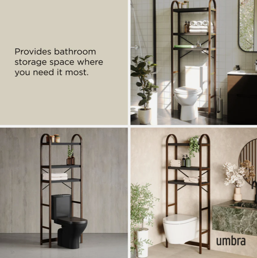 BELLWOOD OVER THE TOILET SHELF BLACK/WALNUT