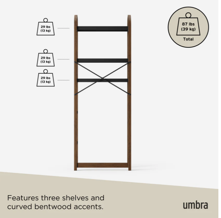 BELLWOOD OVER THE TOILET SHELF BLACK/WALNUT