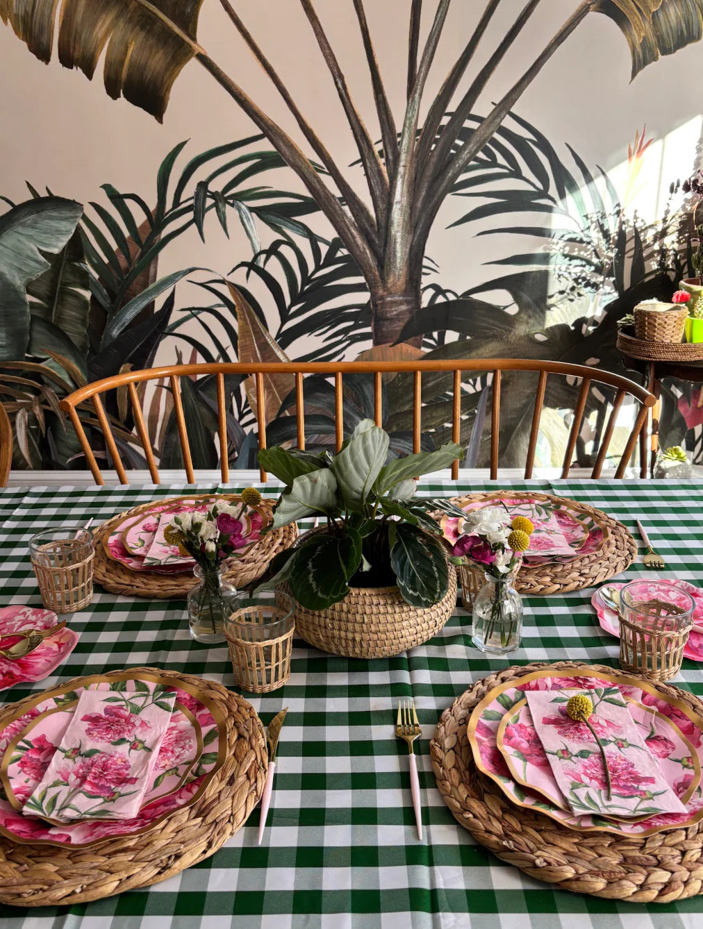 Wavy Dinner Plate Pink Peonies 10"