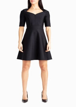 ALICE SHORT SLEEVE A-LINE DRESS VERY BLACK - NICOLE MILLER