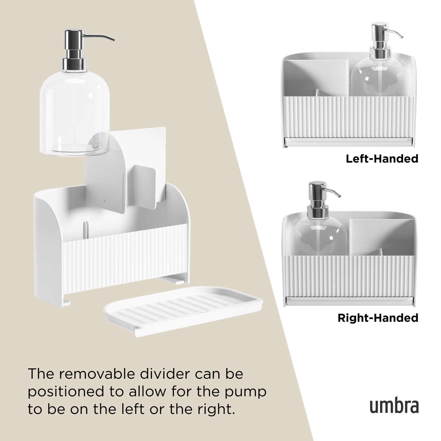 Sling Sink Caddy With Soap Pump White