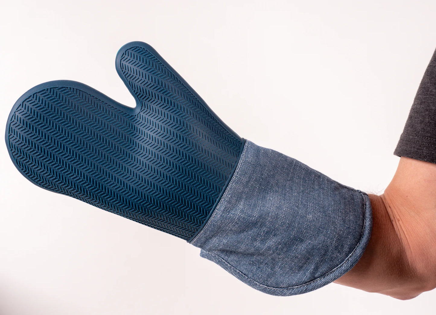 Strada Silicone Oven Mitt-Gray, 15"-Blue