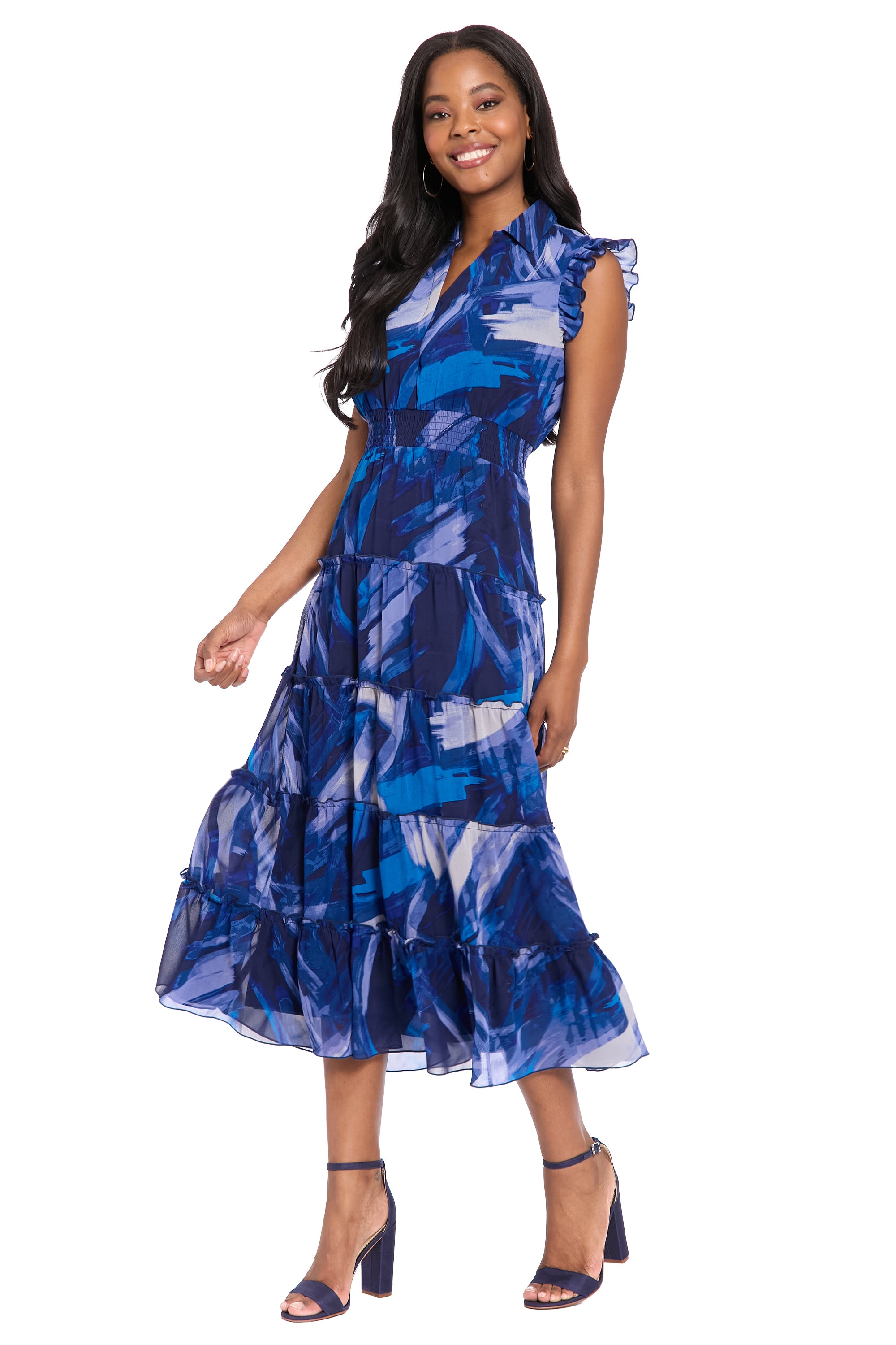 Midi Fit & Flare Dress navy/veri peri - Maggy London