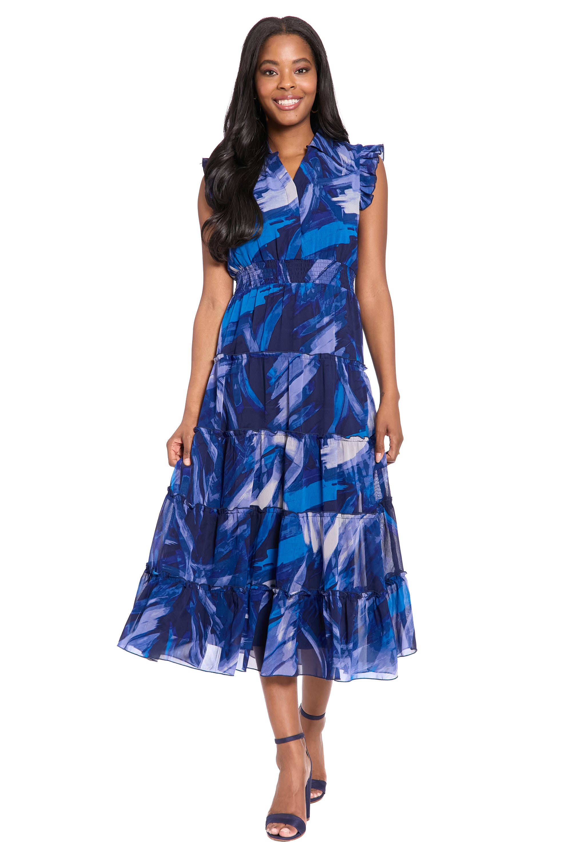 Midi Fit & Flare Dress navy/veri peri - Maggy London