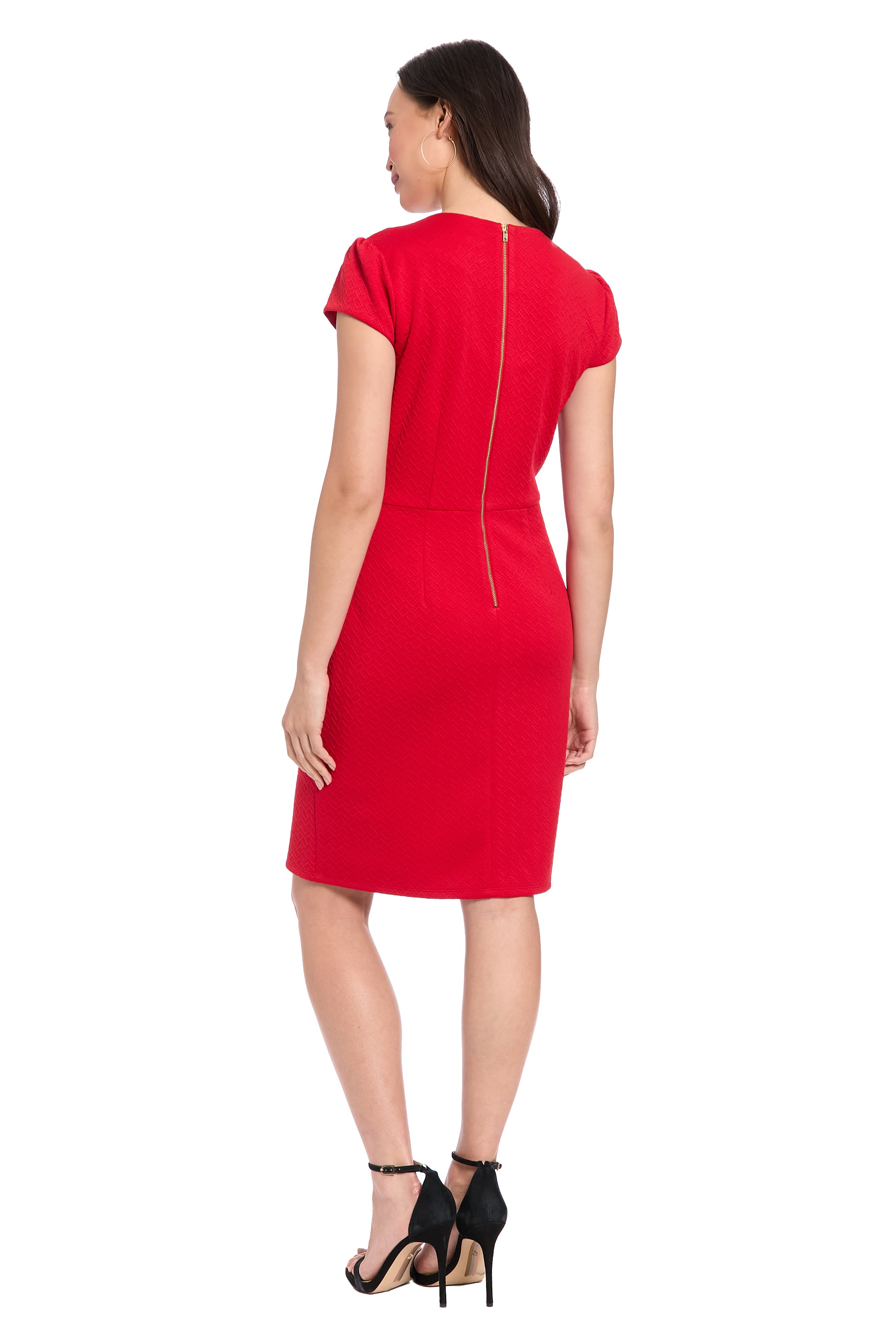 Structured Diamond Knit Dress Lipstick Red  - Maggy London
